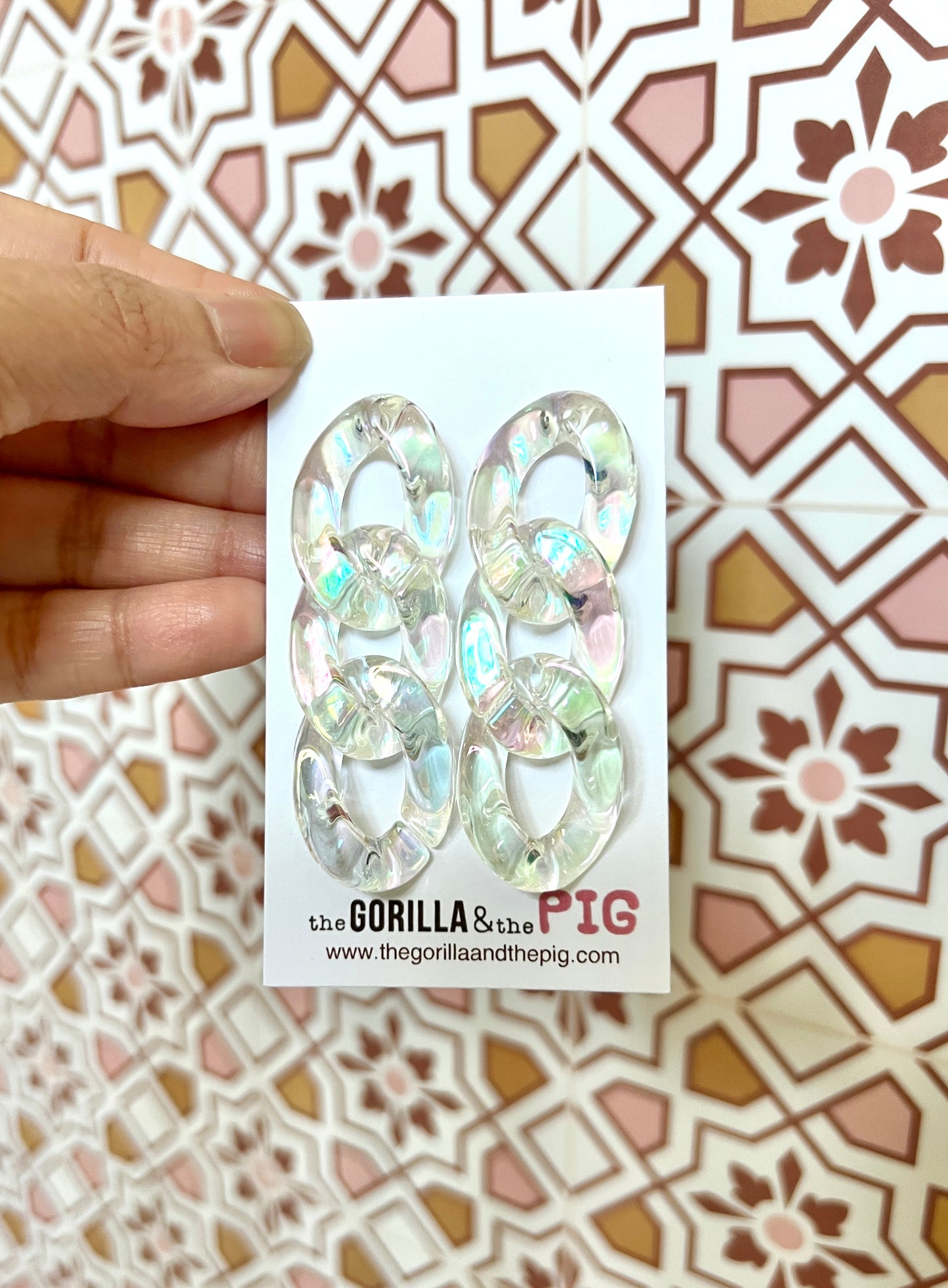 Iridescent chain earrings