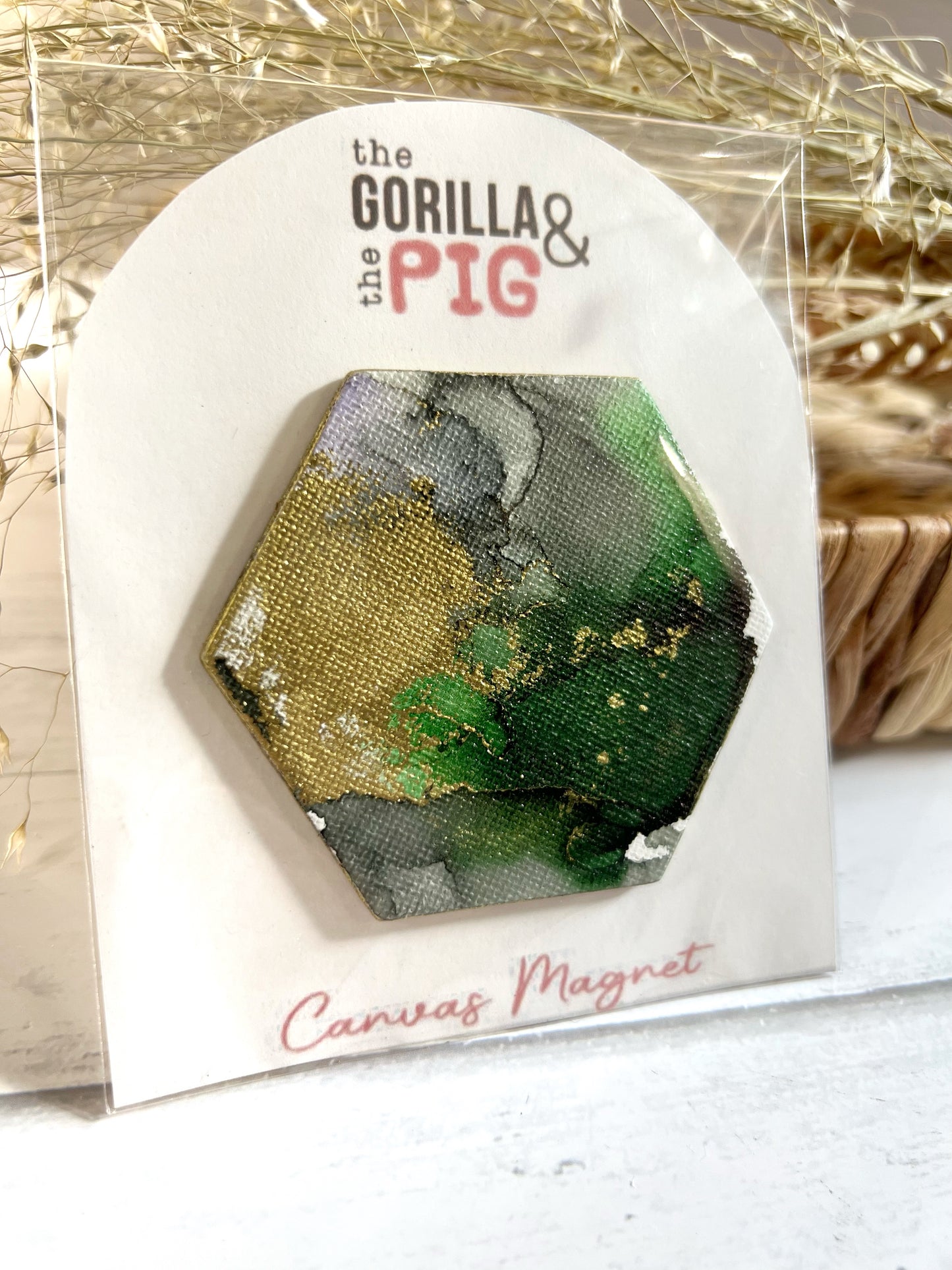 Hexagon Magnet 3- Green and Gray