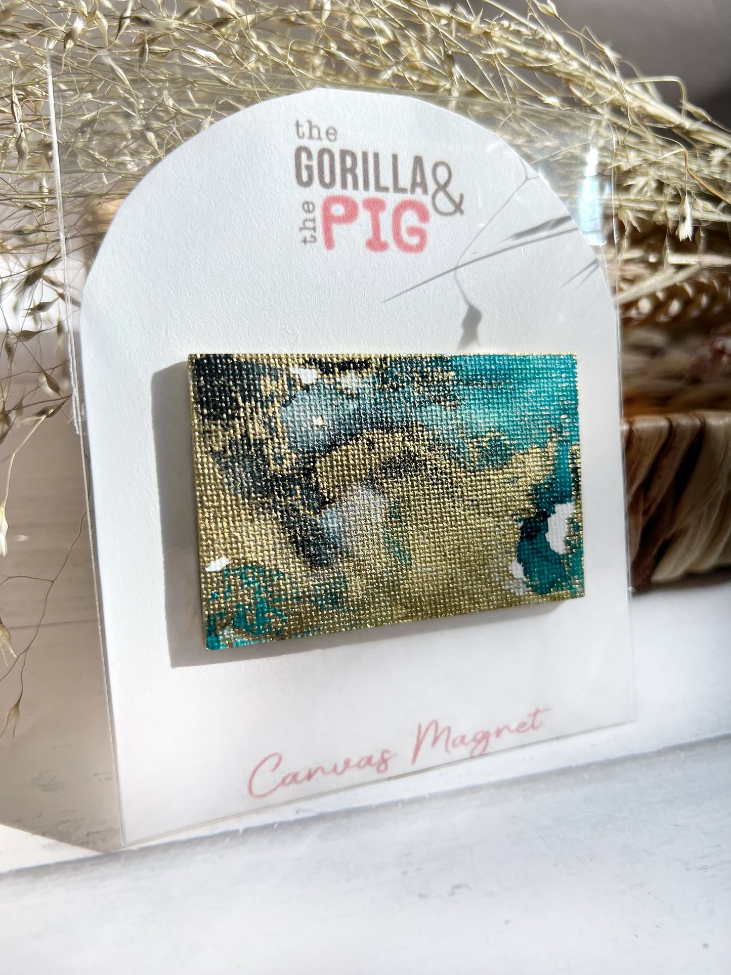 Rectangle Magnet 15- Black and turquoise