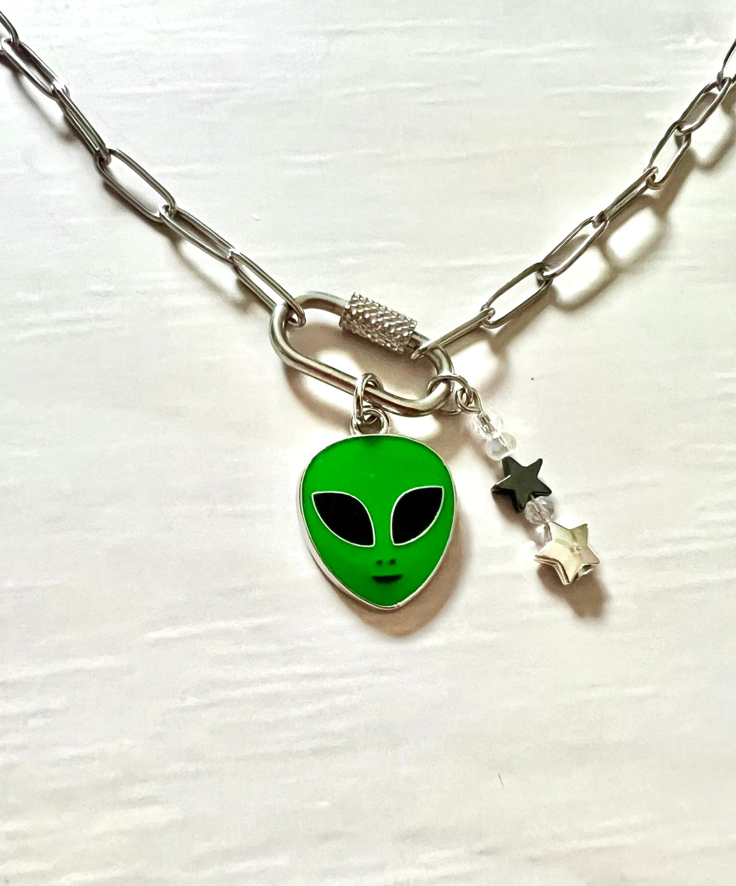 Stainless steel paperclip necklace-alien