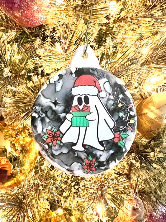Ghostie gives a present- ceramic ornament