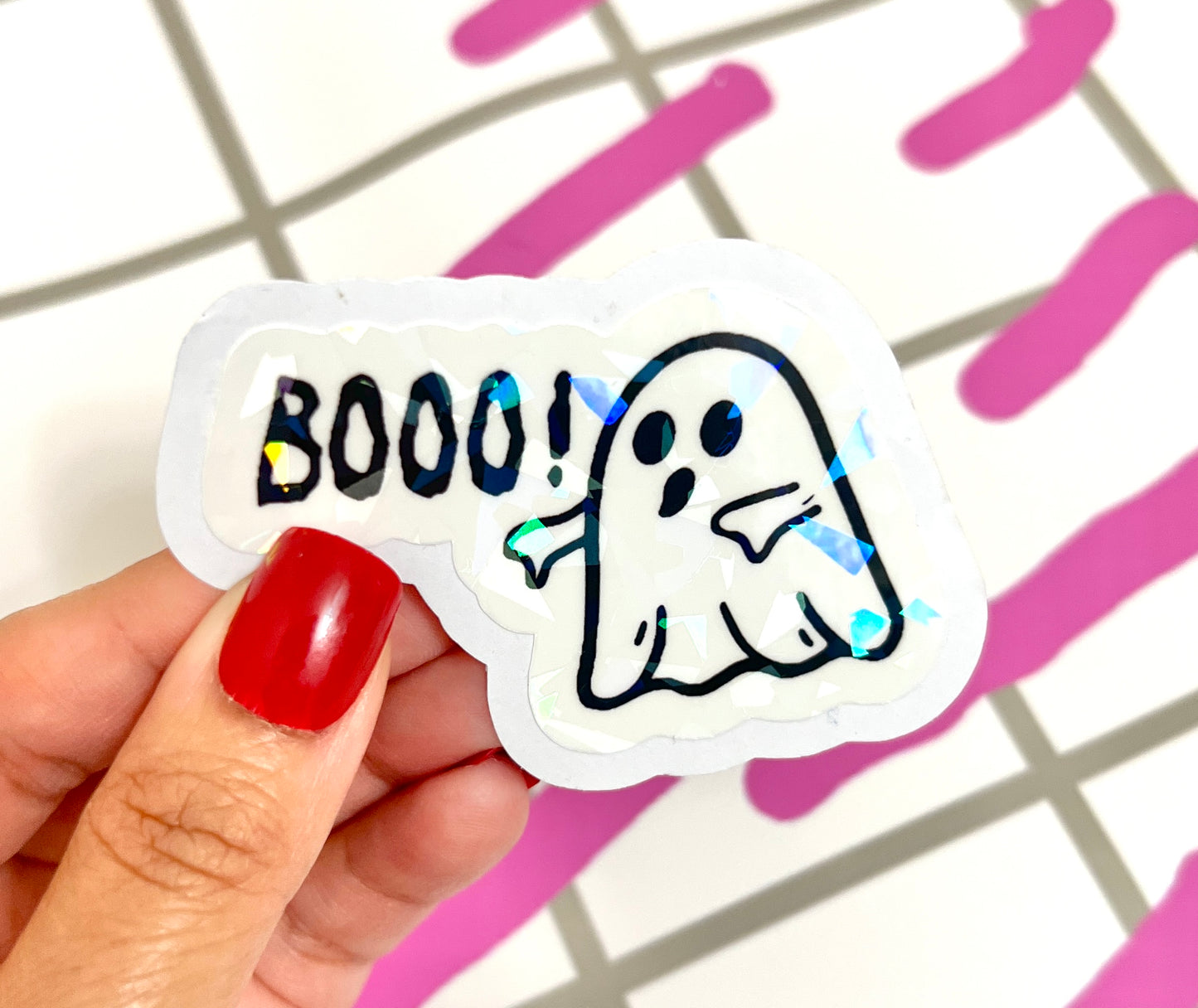 Thumbs down booing ghost-sticker